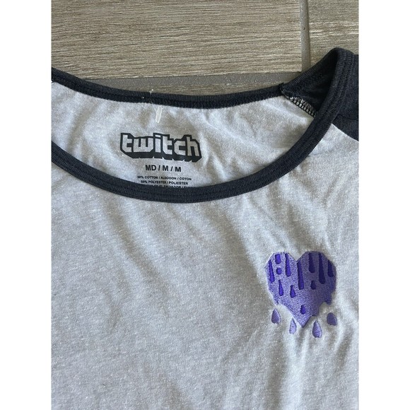 Twitch TV Twitch Con Heart Logo Long Sleeve Shirt Gray Small Rare - Picture 3 of 5